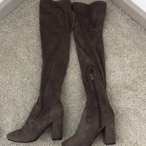 Carlos Santana brown over the knee heels